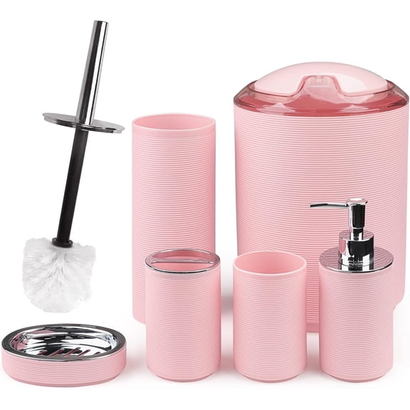 Bathroom Accessories Set Bath Ensemble Includes Soap Dispenser, Toothbrush Holder, Toothbrush Cup, Soap Dish for Decorative Countertop and Housewarming Gift (Apple Green)