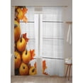 thumbnail image 5 of Sheer Curtains 84 inches Long, Thanksgiving Fall Pumpkin Maple Leaf White Wood Grain Light Filtering Sheer Window Curtains Rod Pocket Voile Drapes for Bedroom Living Room, 52"W x 84"L 2 Panels, 5 of 7