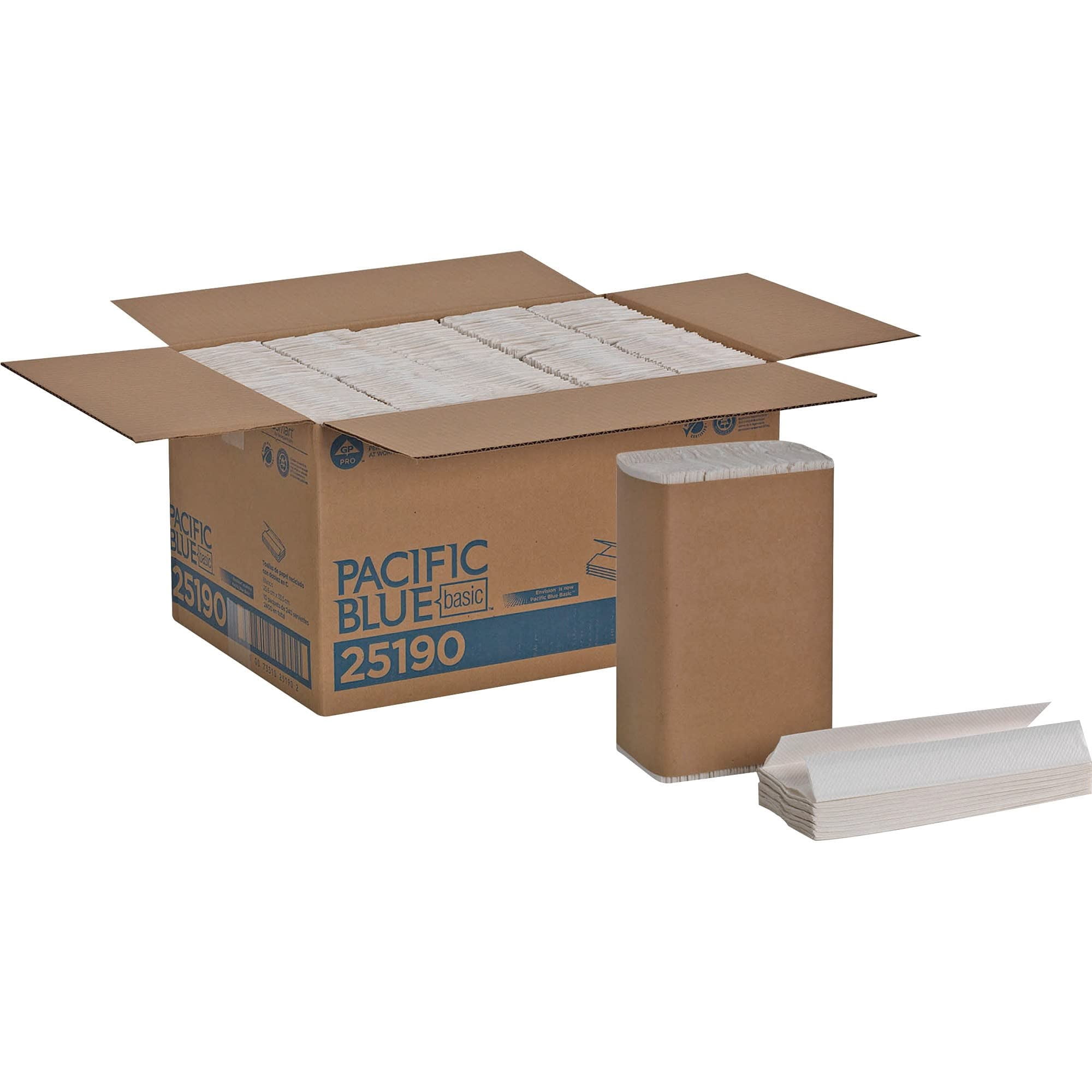 Pacific Blue Basic™ By GP PRO™ C-Fold Paper Towels, 100% Recycled, White, 240 Sheets Per Pack, Pack Of 10