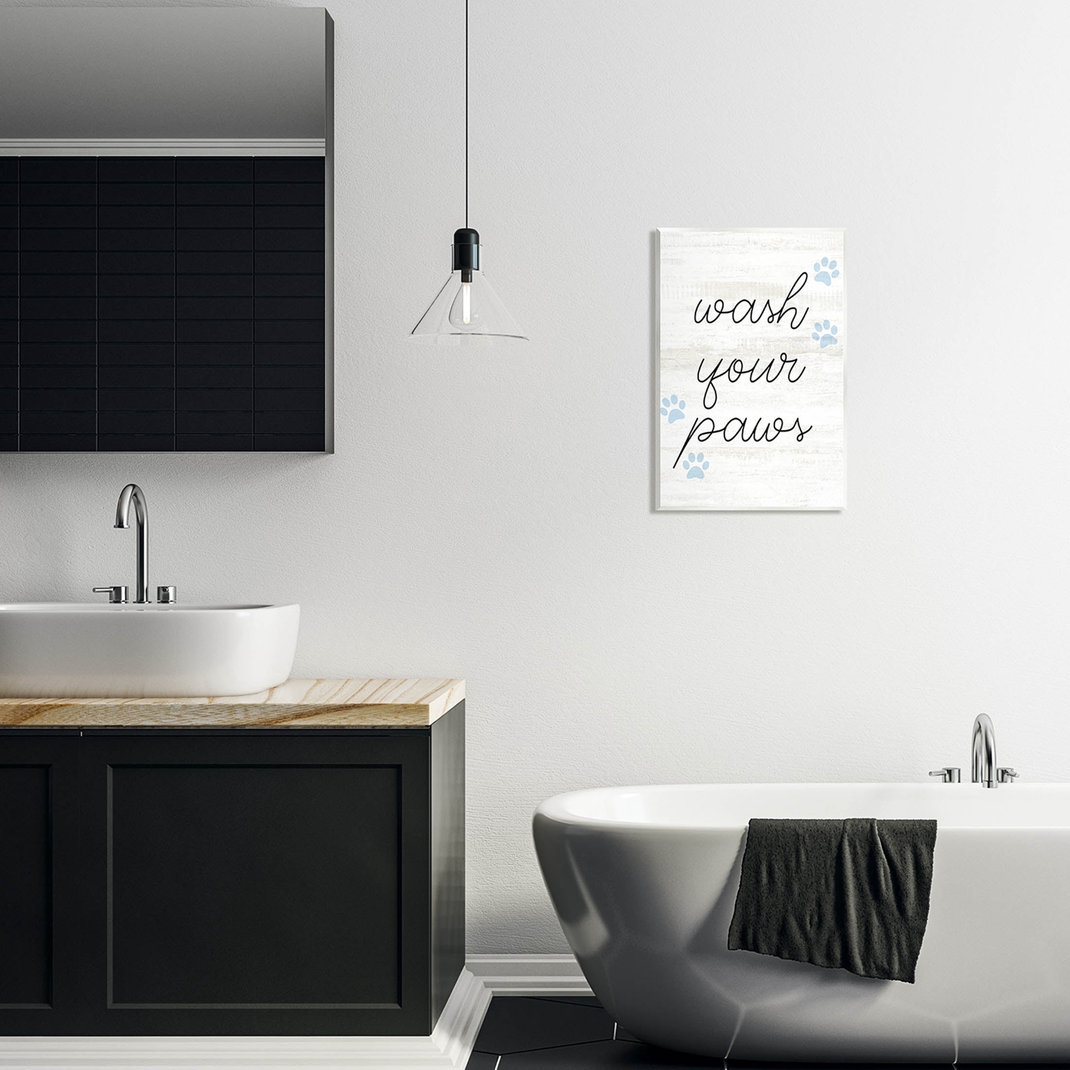 Wash Your Paws Pet Shapes Typography Graphic Art Unframed Art Print Wall Art