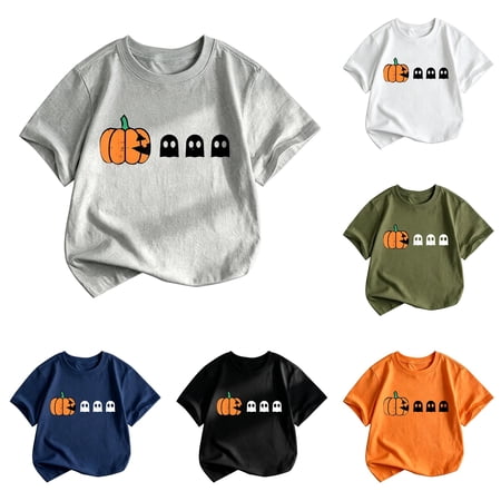 FYDUU Halloween T-Shirt for Boys Graphic Tees Short Sleeve Crewneck T Shirts Cute Comfortable Casual Tee Shirts Kids Holiday Party Tops 12-13 Years