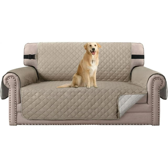Reversible Quilted Chair Cover Water Chair Slipcover Furniture Protector Washable Chair Couch Cover with Elastic Strap for Kids Dogs Pets(Armchair Grey/)