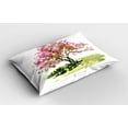 thumbnail image 2 of Ambesonne Japanese Pillow Sham 2 Pack, Watercolor Sakura Leaves, 36"x20", Reseda Green Green, 2 of 3