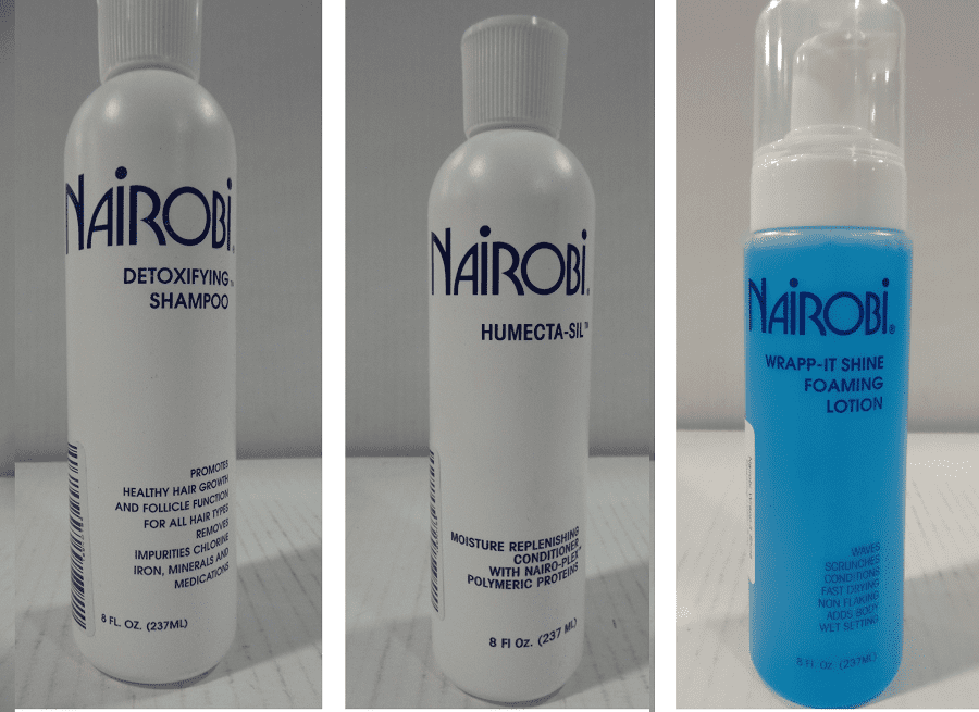 Nairobi Detoxifying Shampoo , HumectaSil ,Shine Foaming Lotion 8 oz Set