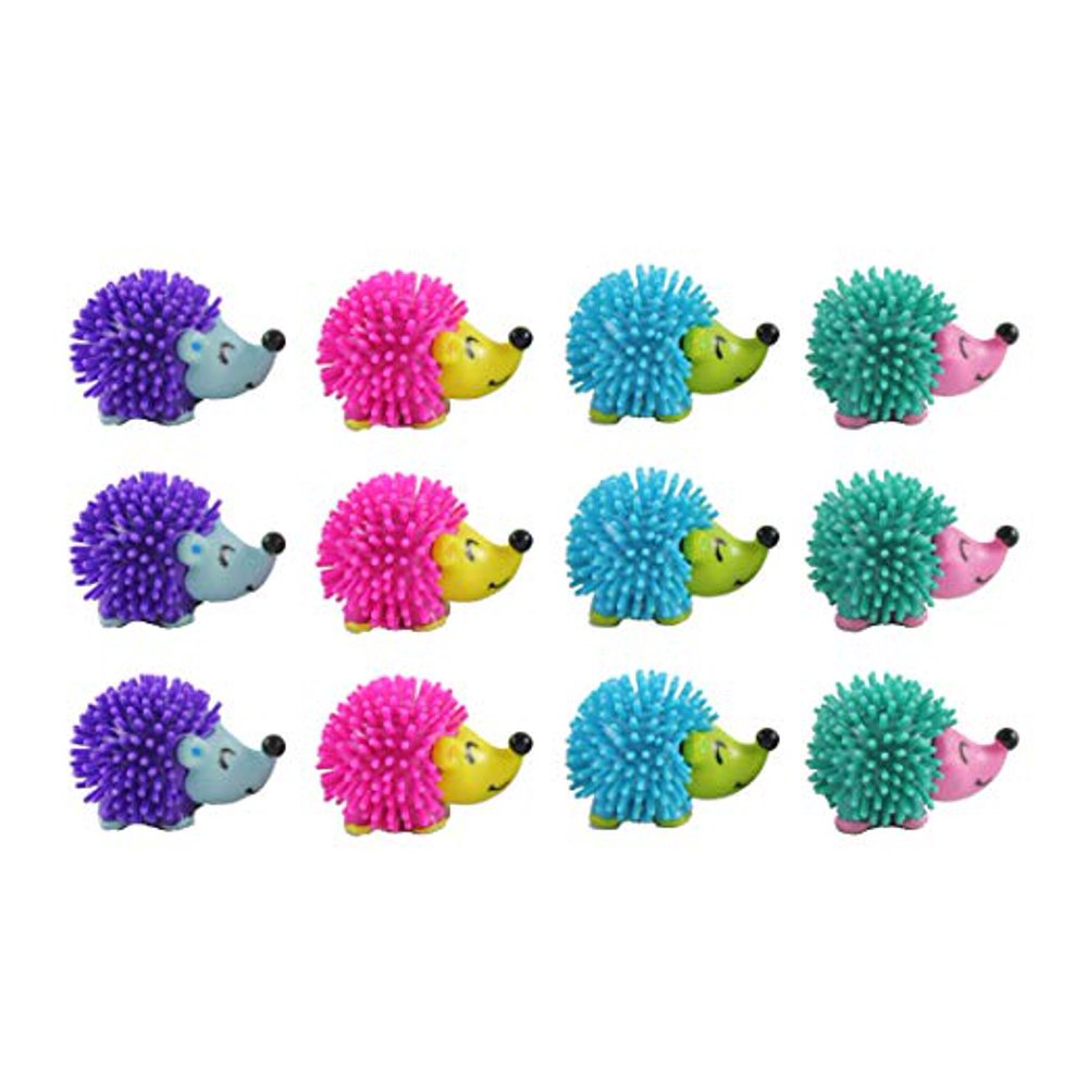 12 Hedgehog Figurines with Spiky Porcupine Wooly Hedge Body Small