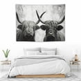 thumbnail image 3 of ONETECH  Two Highland Cows Tapestry Wall Hanging Funny Bull Wall Decor Marble Wall Art Western Animal Longhorn Cattle Wildlife Farmhouse Farm Country Bedroom Living Room Dorm Fabric, 3 of 7