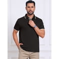 thumbnail image 4 of DARING DIVA Men's Contrast Trim Short Sleeve Button Closure Polo Shirts M Black, 4 of 7