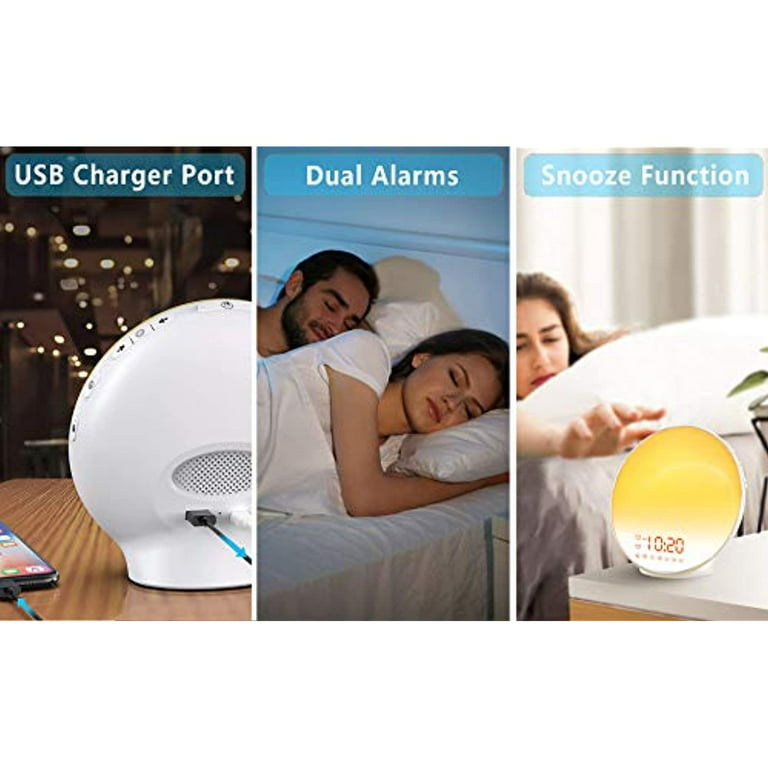 Wake Up Light Sunrise Alarm Clock for Kids, Heavy Sleepers, Bedroom, with  Sunrise Simulation, Sleep Aid, Dual Alarms, FM Radio, Snooze, Nightlight,  Daylight, 7 Colors, 7 Natural Sounds, Ideal for Gift 