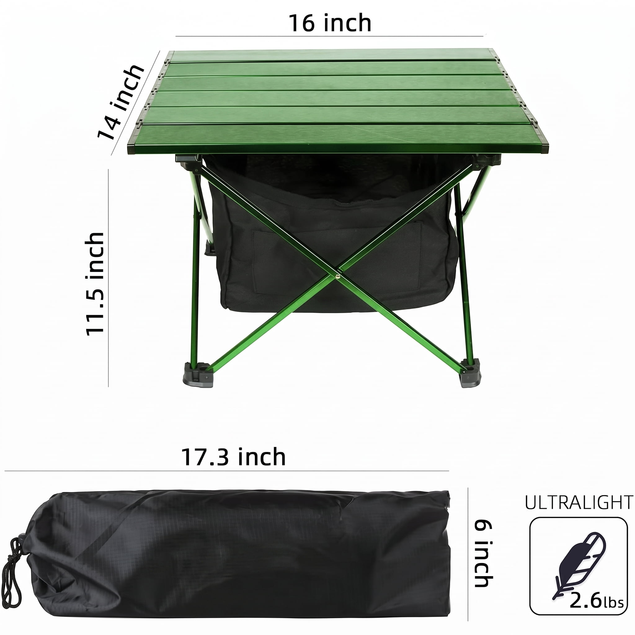 Portable Camping Table Ultralight Aluminum Camp Table with Storage Bag Folding Beach Table for Camping Hiking Backpacking Outdoor Picnic
