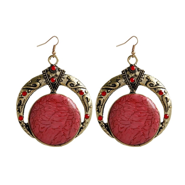 Qarigey Collar de piedra de cristal hecho a mano de aleación, colgante de estilo bohemio para mujer, collar de regalo para mujer E055-Red Type3 NO3