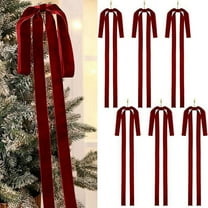6 Pcs Velvet Christmas Swag Bow 23.5x15.5" Rustic Large Velvet Christmas Staircase Wreath Bows Vintage Christmas Tree Topper Bows Large Bow for Christmas Outdoor