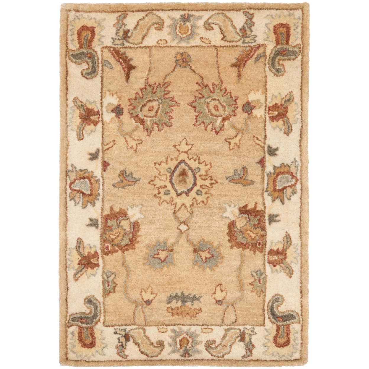 SAFAVIEH Bergama Bradford Traditional Wool Runner Rug, Taupe/Ivory, 2'3" x 12'