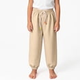 thumbnail image 2 of YIWULA Boys Sweatpants Drawstring High Waist Athletic Workout Pants Kids Solid Color Loose Jogger Pants with Pockets(Khaki,130), 2 of 4