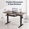 thumbnail image 3 of Kyspho 48" x 24" Electric Standing Desk with Keyboard Tray Adjustable Sit Stand up Desk with Headphone Hook & 4 Height Memory Pre-Set Walnut, 3 of 8