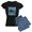 With Blue Strpe Pant, variant on CafePress - Shark Bait Pajamas - Women's Short Sleeve Print T-Shirt and Pants Dark Cotton Pajama Set