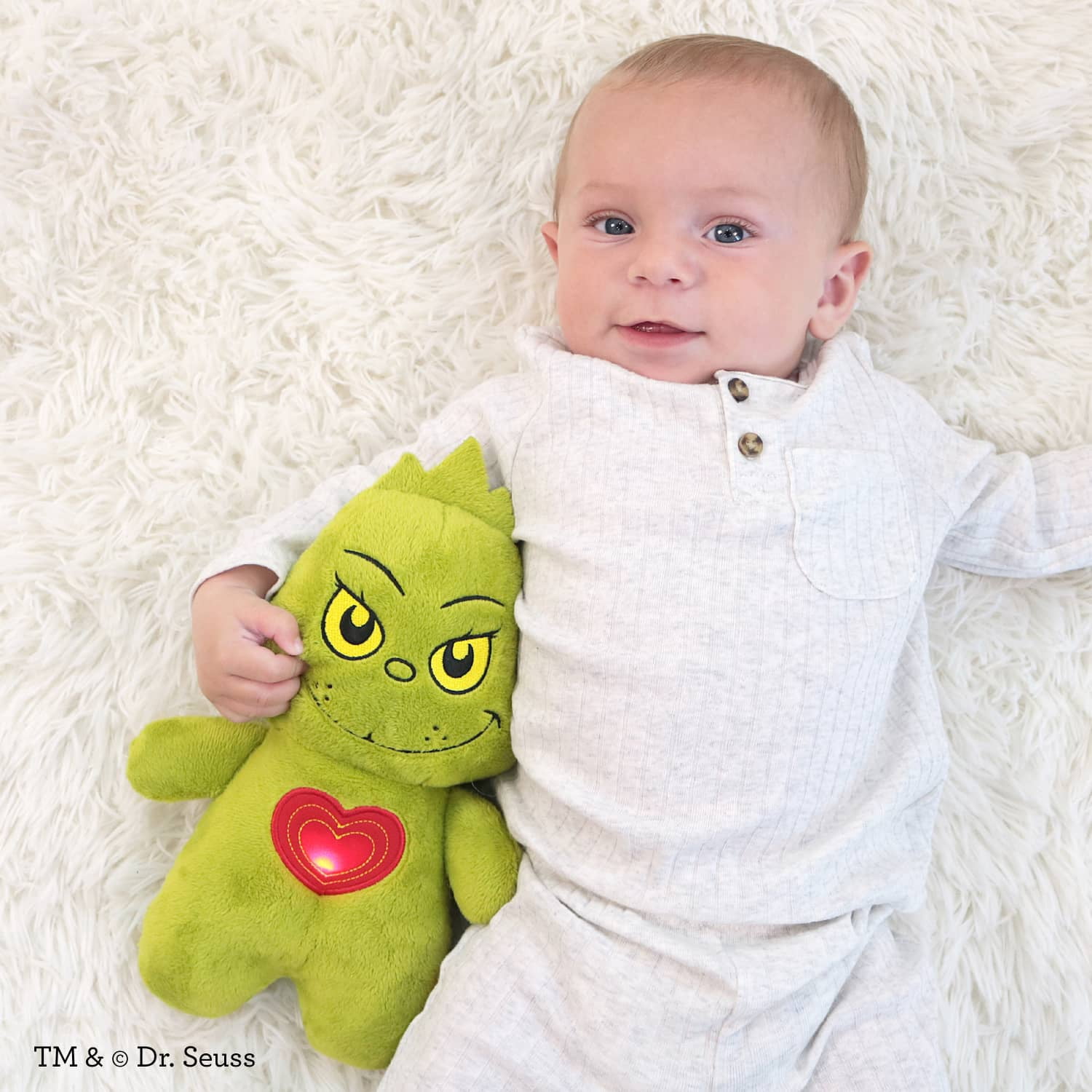 Infantino Musical Light-up Pal - The Grinch, 9.4-inch Holiday Light-Up Plush with Sounds and Melodies