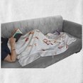 thumbnail image 6 of Music Soft Flannel Fleece Blanket, Musical Notes Instrument Violin Cello in Watercolors Style White Backdrop Print, Cozy Plush for Indoor and Outdoor Use, 70" x 90", Purple and Red, by Ambesonne, 6 of 6