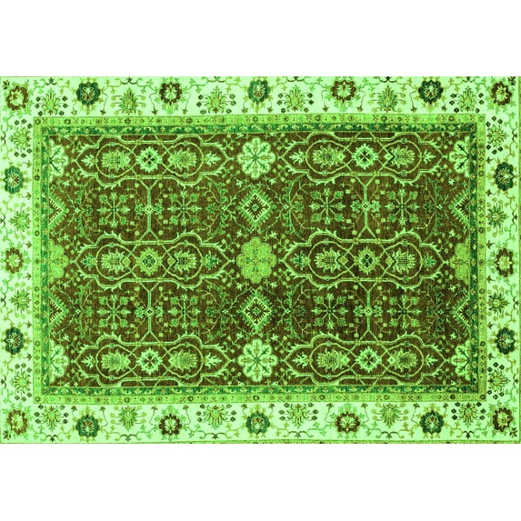 Ahgly Company Indoor Rectangle Oriental Green Modern Area Rugs, 8' x 10'