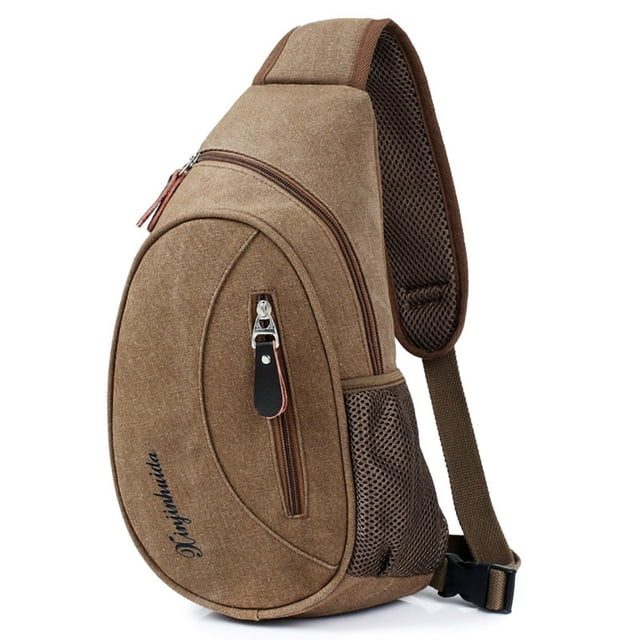 Men Sling Bag Canvas Casual Multipurpose Chest Bag Sling Backpack for Cycling