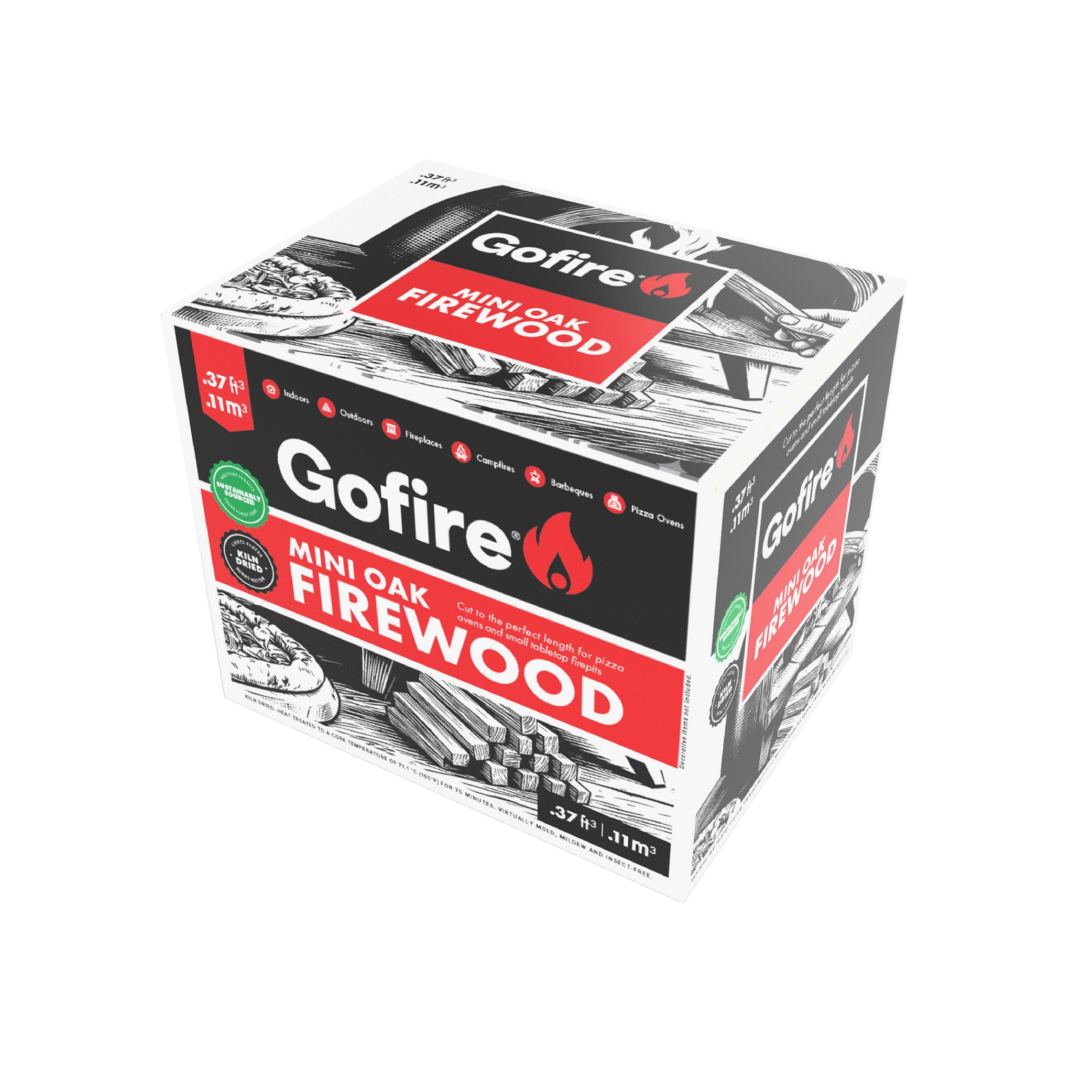 GoFire Mini Oak Firelogs, 10x8x8 Inches, Consistent Heat, Rich Smoky Flavor