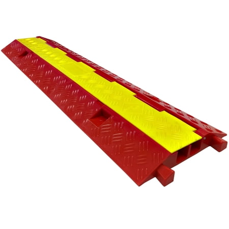 Electriduct 2 Channel Plastic Cable Protector Ramp for 1.25 OD Hose - Yellow/Orange - 3 Pieces