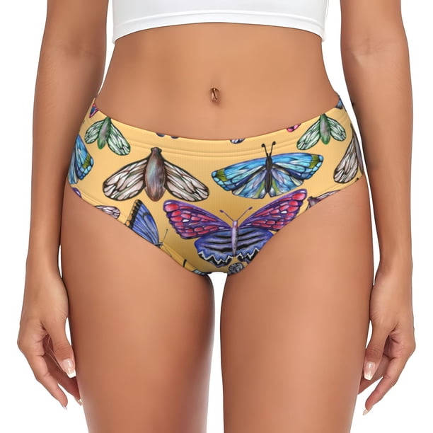 Fotbe Butterfly 3 Calzones Estampados para Mujer – Ropa Interior de Algodón, Cómoda, Suave y Elástica-3X-Large