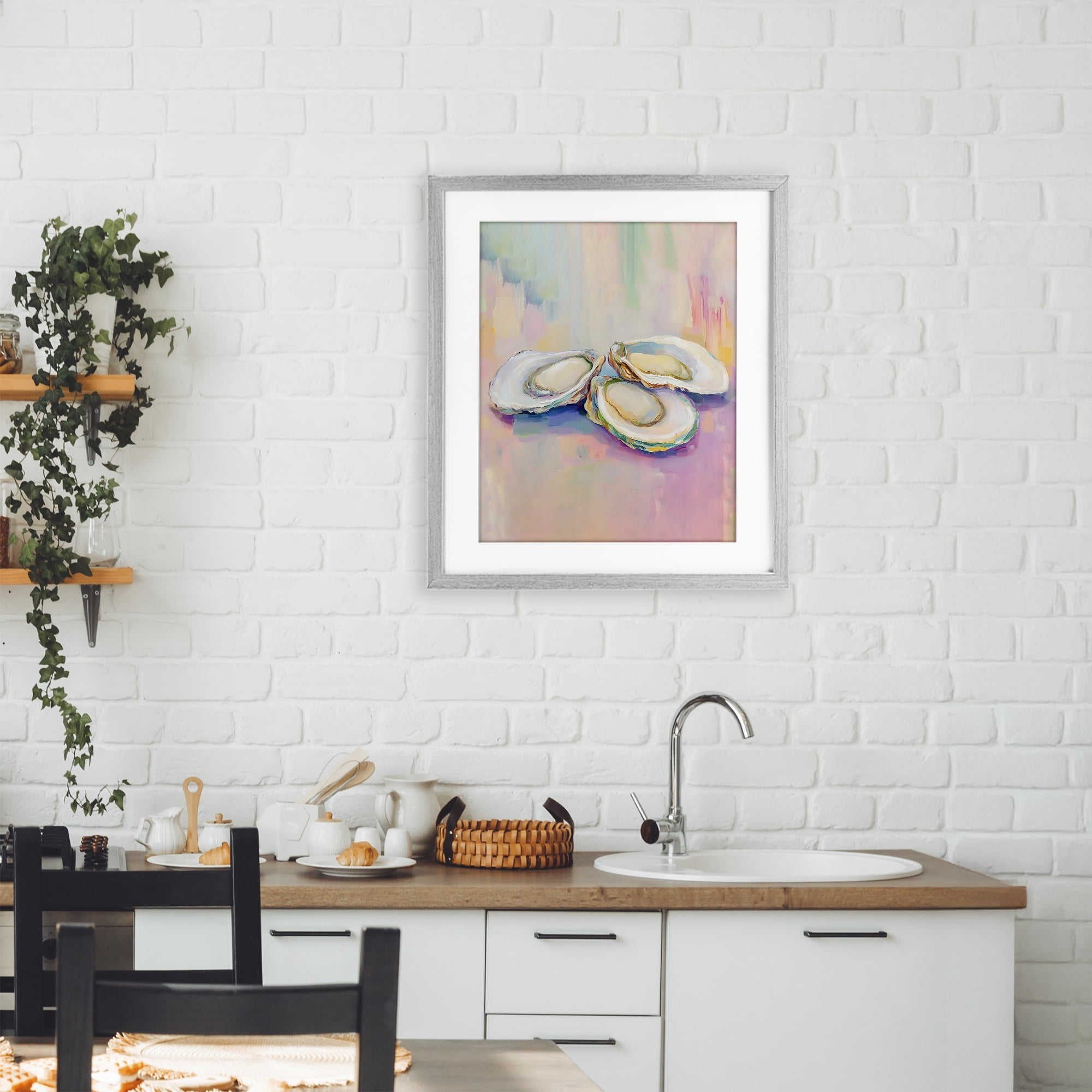 Stupell Industries Pastel Oysters Harmony Gray Framed Print Under Glass, design by The Prints Vibe
