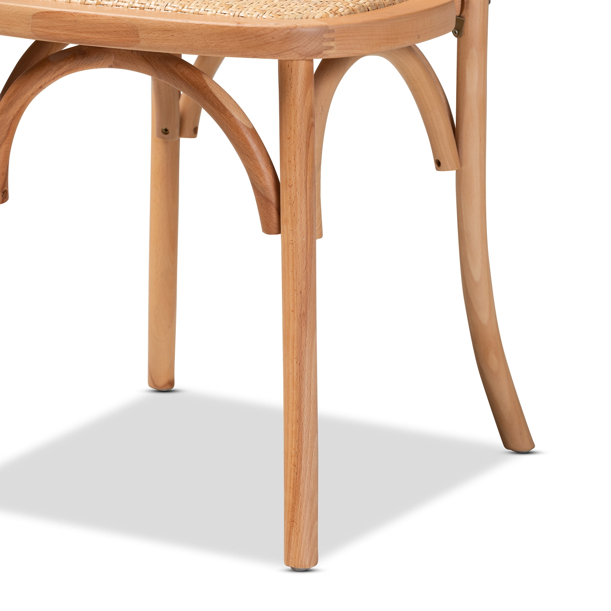 Baxton Studio Tartan Dining Chair, Set of 2, Natural Brown