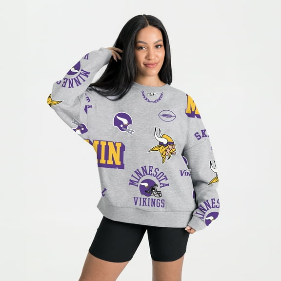 Women's Gameday Couture Heather Gray Minnesota Vikings Always On Repeat Fleece Sweatshirt