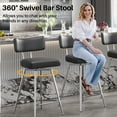 thumbnail image 3 of HomeZeer Swivel Bar Stools Set of 2, 26" Counter Height BarStool with Back, Leather Upholstered Kitchen Stools with Footrest and Metal Frame, Bar Chair for Kitchen Island, Black, 3 of 8