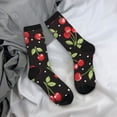 thumbnail image 5 of Hirioo Sweet Red Cherry Pattern Adult Middle Tube Socks Breathable Sock Non-Pilling,Contrasting Color Design, 5 of 6