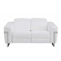 65 in. Italian Leather Reclining Loveseat, White