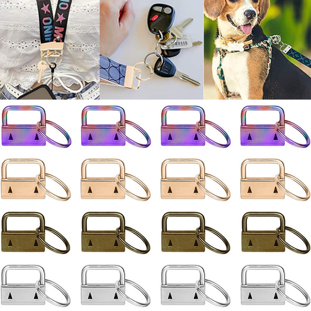 Geemin 42Pcs for Key Fob Hardware with Split Rings Lanyard Wristlet Tail Clip Clasp Kit