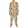 thumbnail image 3 of Naloa Sunflowers and Bees Men’s Pajamas Set - Long Sleeve Button Down Sleep Shirt and Pajama Bottoms Sleepwear Set-Large, 3 of 7