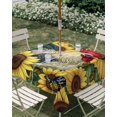 thumbnail image 3 of Square Outdoor Tablecloth with Umbrella Hole Vintage Rooster Outside Table Cloth Waterproof Patio Table Cover Watercolor Farmhouse Sunflower Animals Zipper Tablecloths for Picnic Camping 60x60 Inch, 3 of 8