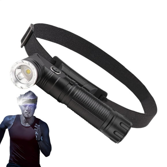 Riforla Headlamp Flashlight Adjustable Brightness Flash Light Flashlights High Rechargeables 90 Rotating Handheld Flashlights Pocket Sized Work Light with Battery Display Flashlight Black