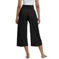 thumbnail image 2 of Olyvenn Womens Casual Wide Leg Yoga Capris Crossover High Waist Capri Pants Loose Soft Pajama Pockets Sweatpants Black XXL, 2 of 6