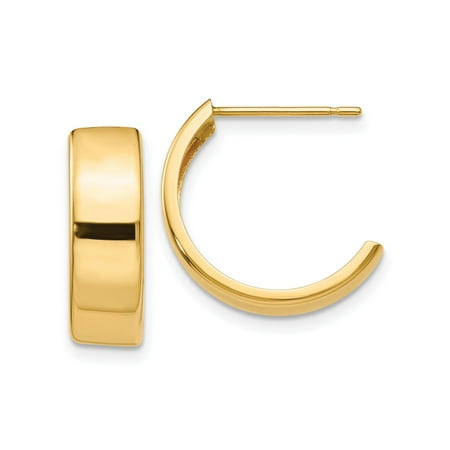 14k Yellow Gold Hoop Earrings for Women Medium Wide-Band Polished Hoops Classic Minimalist Style Timeless Elegant Jewelry for Everyday or Occasion Wear