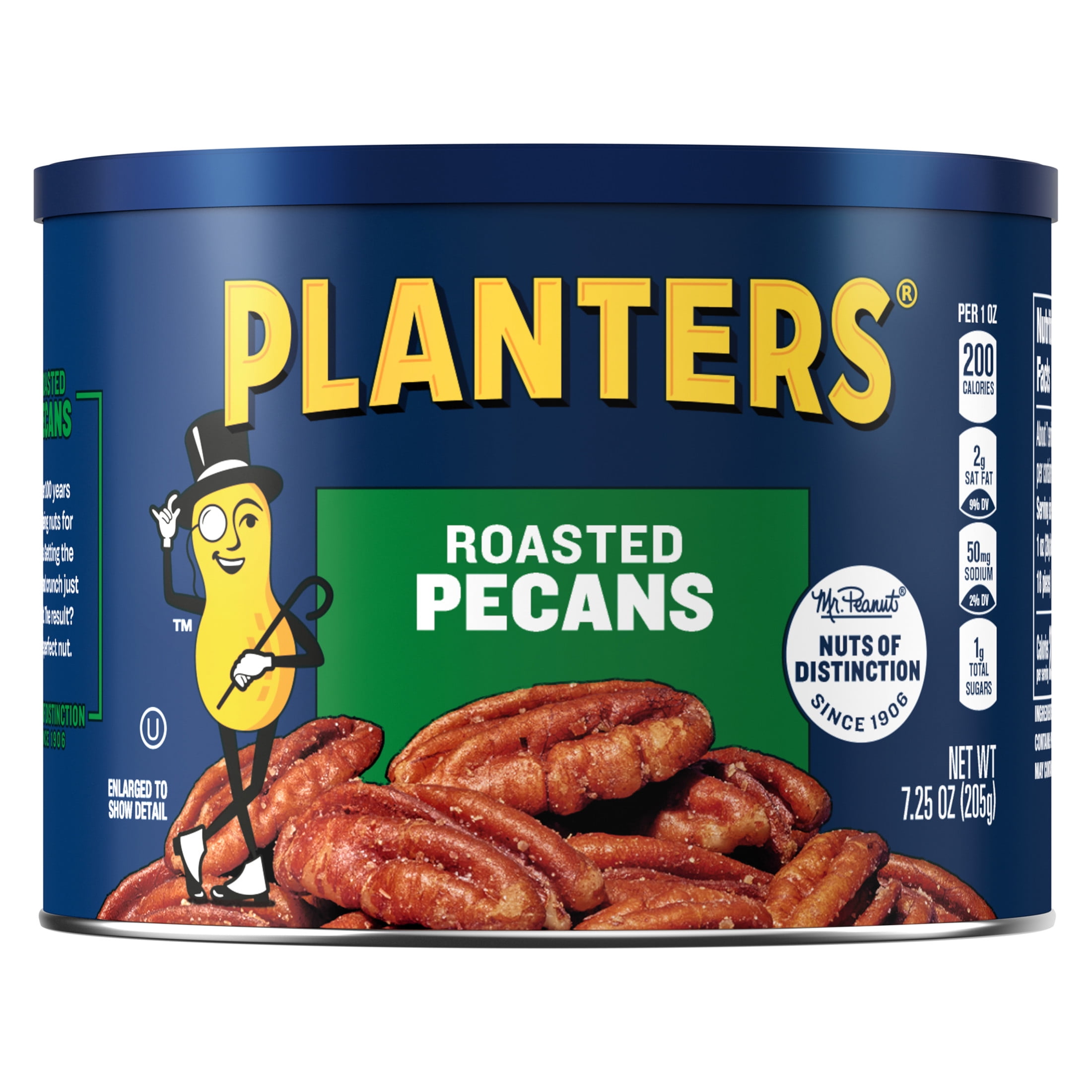 (6 pack) PLANTERS Roasted Pecan Nuts, Party Snacks, Plant Based Protein, 7.25 oz Steel Can