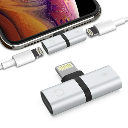 Lightning Adapter Splitter Compatible with New iPhone XS/XR/XS Max, 2 in 1 Lightning to Headphone Audio & Charging Jack Connector Splitter, Double Ports for Dual Headphone Audio & Charge
