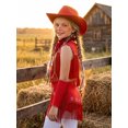 thumbnail image 3 of Aiihoo Kids Cowboy Cowgirl Girls Jazz Latin Dance Outfit Sleeveless Sequin Rhinestone Tassel Tops with Fringed Skirt Gloves Hat Red 12, 3 of 5
