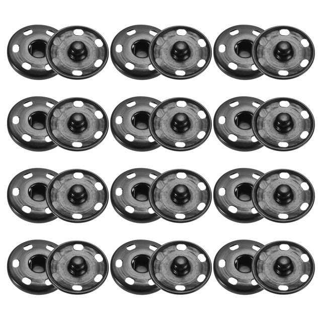 Uxcell 50 Conjuntos de Botones a Presión de 25mm, Botones de Metal Negro Mate