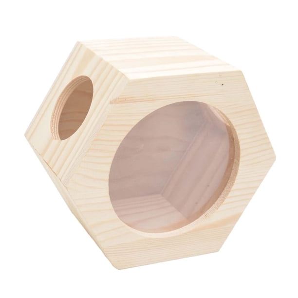 Casa de madera para hámster, escondite colgante con ventana, cabaña, jaula para masticar, laberinto de juguete para hámster , ratón, erizo, rata,
