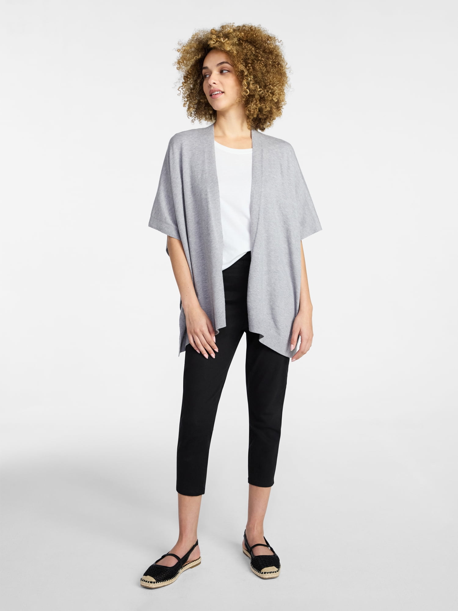 Time and Tru Women's Lightweight Open Front Knit Wrap, Sizes S to 3XL