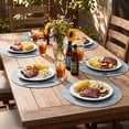 thumbnail image 6 of LOKHOM 13" Round Placemats Set of 6, Faux Leather Waterproof Heat Resistant Placemats, Reversible Solid Table Mats for Kitchen Dining Room, Blue, 6 of 8
