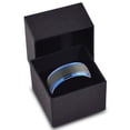 thumbnail image 3 of P. Manoukian Tungsten Wedding Band Ring 8mm for Men Women Black Blue Stepped Edge Brushed Lifetime Guarantee Size 9.5, 3 of 4