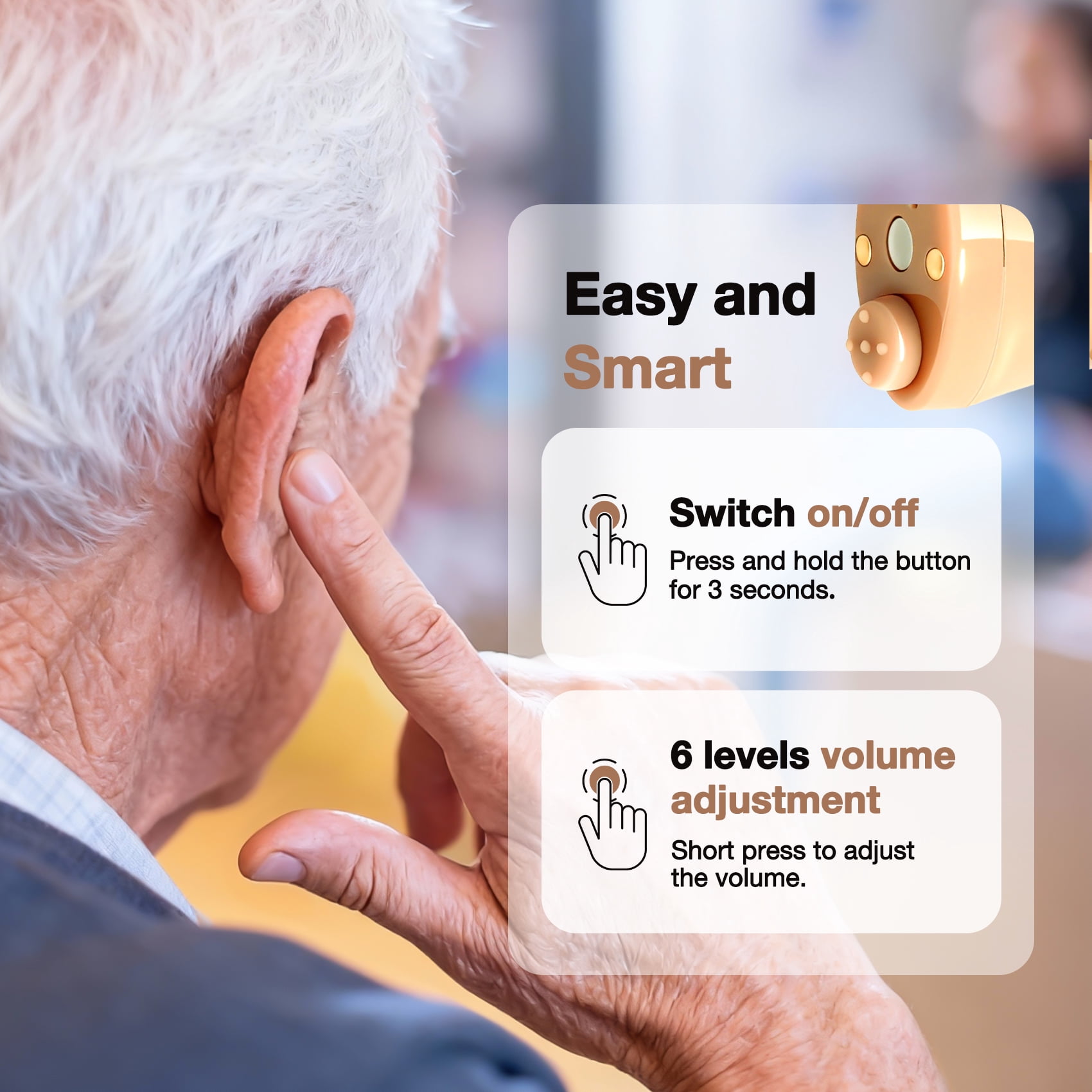 Advanced Smart Smallest Hearing Aids with Noise Cancelling,Completely-in-the-Canal Hearing Aid with Portable Charging Case,1 Pair,CHOSGO
