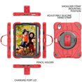 thumbnail image 6 of For iPad Mini 7th/6th Gen 8.3"(2024/2021) Case,Kids Friendly,With Rotatable Adjustable Hand Strap,Retractable Kickstand,Shoulder Strap,Shockproof Anti-fall Rugged Heavy Duty Case,Red, 6 of 11