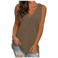 thumbnail image 1 of Japceit Camisole pour Femmes Décontractée Unie à Col en V Dégradé Sans Manches Hauts Blouses Amples, 1 of 7