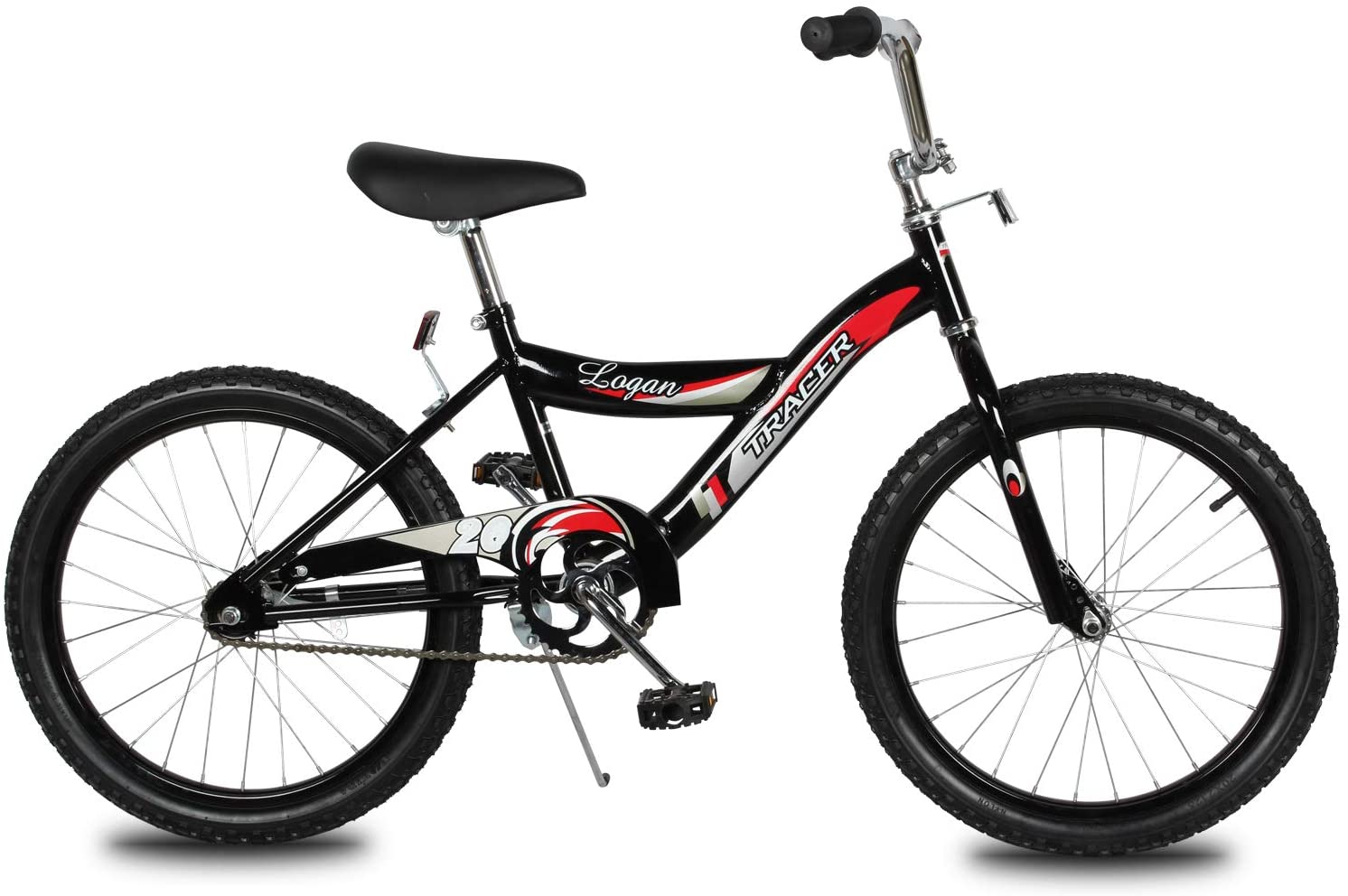 WonderWheels 20" BMX S-Type Frame Bicycle Coaster Brake One Piece Crank Chrome Rims Black Tire Kid's Bike - Black